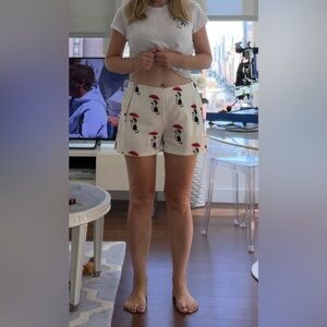 Valentina White Shorts with Red and Black Cat Print